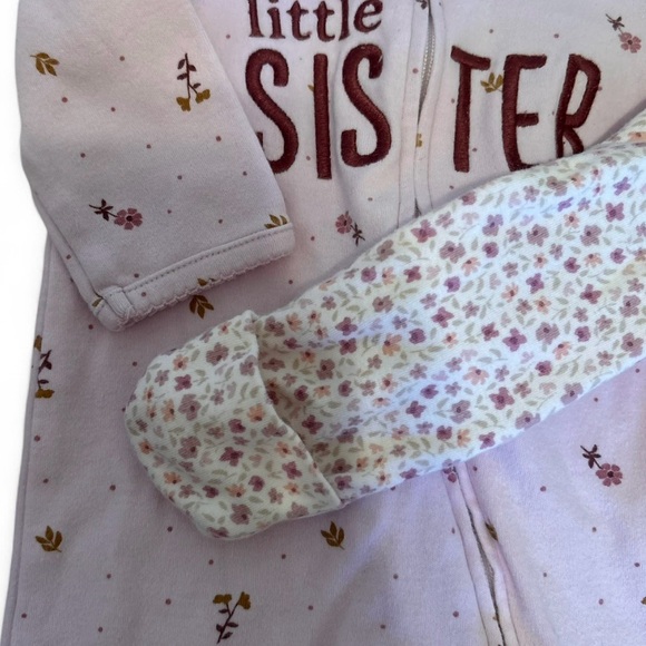 Carters Little Sister Pajamas Pair 3 Months Purple Floral - Picture 6 of 6